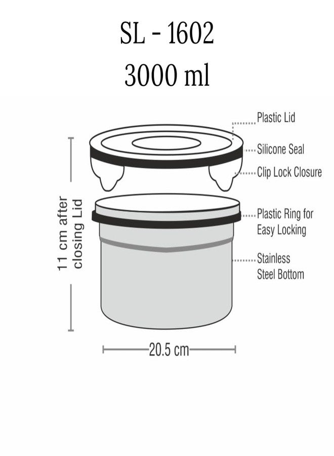 STEELLOCK حاويات ستيللوك محكمة الإغلاق من الفولاذ المقاوم للصدأ مع غطاء | مانعة للتسرب، خالية من مادة BPA، متينة لتخزين الطعام في المطبخ | حاويات متعددة الاستخدامات لتخزين الطعام في المطبخ | SL-1602 - طقم من قطعتين، سعة كل منهما 3000 مل، لون وردي - Image 4